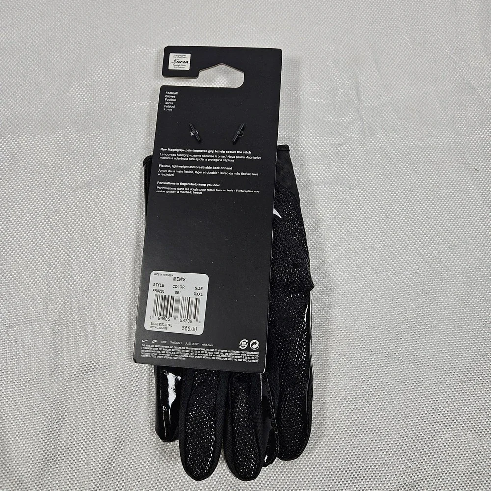 Nike Vapor Jet Football Gloves Mens 3XL‎ Black White FN0283-091 New